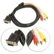 Simyoung VGA Male Plug 15 pin to 3 RCA Video Cable Cord Adapter for HDTV PC DVD Laptop 5ft/1.5M