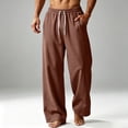 thumbnail image 6 of Men Solid Drawstring Wide Leg Sweatpants, Loose Casual Track Pants, Elastic Waist Athletic Jogger Trousers With Side Pockets For Daily Street Wear Brown 2XL, 6 of 6