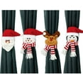 thumbnail image 1 of Botón de cortina navideña, muñeco de nieve, Papá Noel, alce, pingüino, soporte para muñecas de dibujos animados, suministros de decoración de ventanas navideñas (4 piezas), 1 of 7