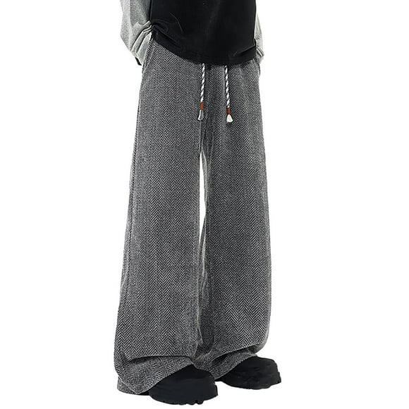 Ecqkame Pantalon Grand pour Homme Taille Élastique à Cordon Pantalon Ample Mode Décontracté Ample Couleur Unie Pantalon Jogger avec Poches Gris TG