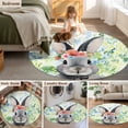 thumbnail image 5 of Round Rugs 3Ft, Easter Bunny Round Area Rug Washable Indoor Throw Carpet, Spring Flowers Green Leaves Pastoral Plants Small Non Slip Circle Rug for Bedroom Living Room Home Decor Aesthetic, 5 of 8
