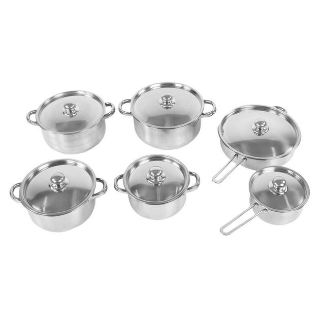 Set Stainless Steel Cookware Set Induction Kitchen Cooking Skillet Set with Frying Pan Soup Pot Milk Pot