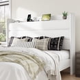 thumbnail image 6 of Allewie Queen Size Upholstered Bed Frame with Velvet Charging Station & Storage Headboard, White, 6 of 7
