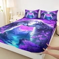 thumbnail image 3 of Homewish Romantic Couple Wolf Bed Sheets for Teen, Mystic Purple Galaxy Moon King Sheets, Cartoon Animal Sheet Set, Ultra Soft Bedroom Decor, 4 Pieces, 3 of 7