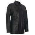 thumbnail image 3 of Mens Mid-Length Black Leather Safari Jacket-Fareham in Black, 3 of 5