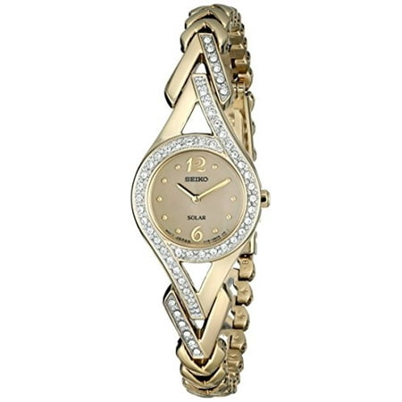 Seiko Womens Gold Toned Stainless Steel Watch - Solar Gold Dial Gold-Tone Steel Ladies Watch SUP176