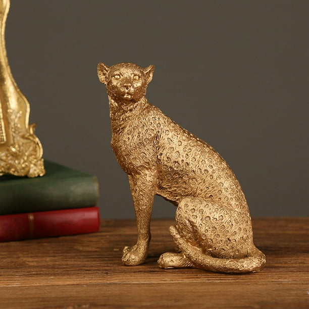 Cheetah Statue Figurine Sculpture Home Office Decoration Sitting Leopard