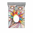 thumbnail image 2 of Abstract Bedding Set with Sheet & Covers, Absurd Vector Smoky Wavy Floral Design Rainbow Alike Stripes and Lines Print, Printed Bedroom Decor 2 Shams, 4 Sizes, Multicolor, by Ambesonne, 2 of 3