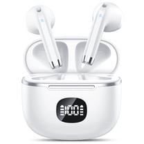 Wireless Earbuds Bluetooth Headphone 60H Deep Bass Loud Sound with 4 Mic Clear Call Ear Buds Noise Cancelling IP7 in-Ear Headphones with Wireless Charging Case Compatible for iPhone Android, White