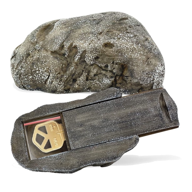 Key Rock: Seguro Para Exteriores Oculte Una Llave A Plena Vista En Una Roca/Piedra De Aspecto Real. Se Mantiene Estándar Cuando No Está En Casa O No Puede Abrir La Puerta.