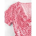 thumbnail image 3 of ZAFUL for Female leisure Ditsy Floral Ruffles Wrap Dress Red XL, 3 of 4