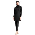 thumbnail image 1 of Traje de baño conservador musulmán para mujer, conjunto de 3 piezas, traje de baño de manga larga con cuello redondo, Top, pantalones, pañuelo para la cabeza, gorro, traje de baño de playa Burkinis, 1 of 5