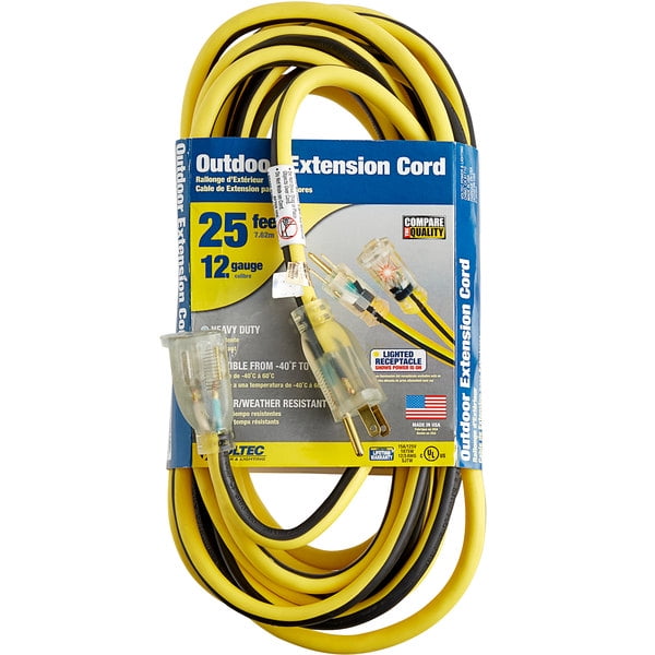 4-Pack US Wire & Cable 25-FT 12/3 SJTW Heavy Duty Lighted Plug Extension Cord 