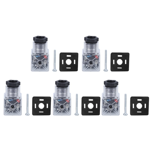 Enchufe de válvula de bobina de solenoide hidráulico, válvula hidráulica de enchufe de bobina de solenoide de 5 uds con accesorios universales transparentes de lámpara DC24