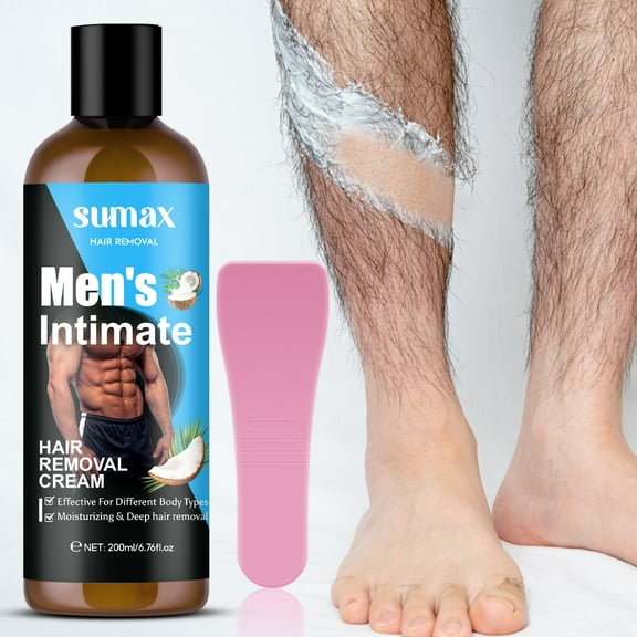 SUMAX 200ml Coconut Oil Men's Intimate Hair Removal Cream – Gentle & Effective Depilatory for Sensitive Skin – Fast-Acting Formula with Natural Moisturizers