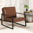 thumbnail image 2 of AWQM 2 Pieces Mid-Century Modern Chair, Accent Chair with Backrest, Upholstered Armchair, 105 Degree Slant Back Comfy Reading Chair, Lounge Chair for Living Room Bedroom Apartment, Brown, 2 of 7