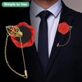 thumbnail image 4 of Rose Brooch Pin Cloth Flower with Gold Leaf Brooch, Lapel for Men Wedding Accessories, 4 of 5