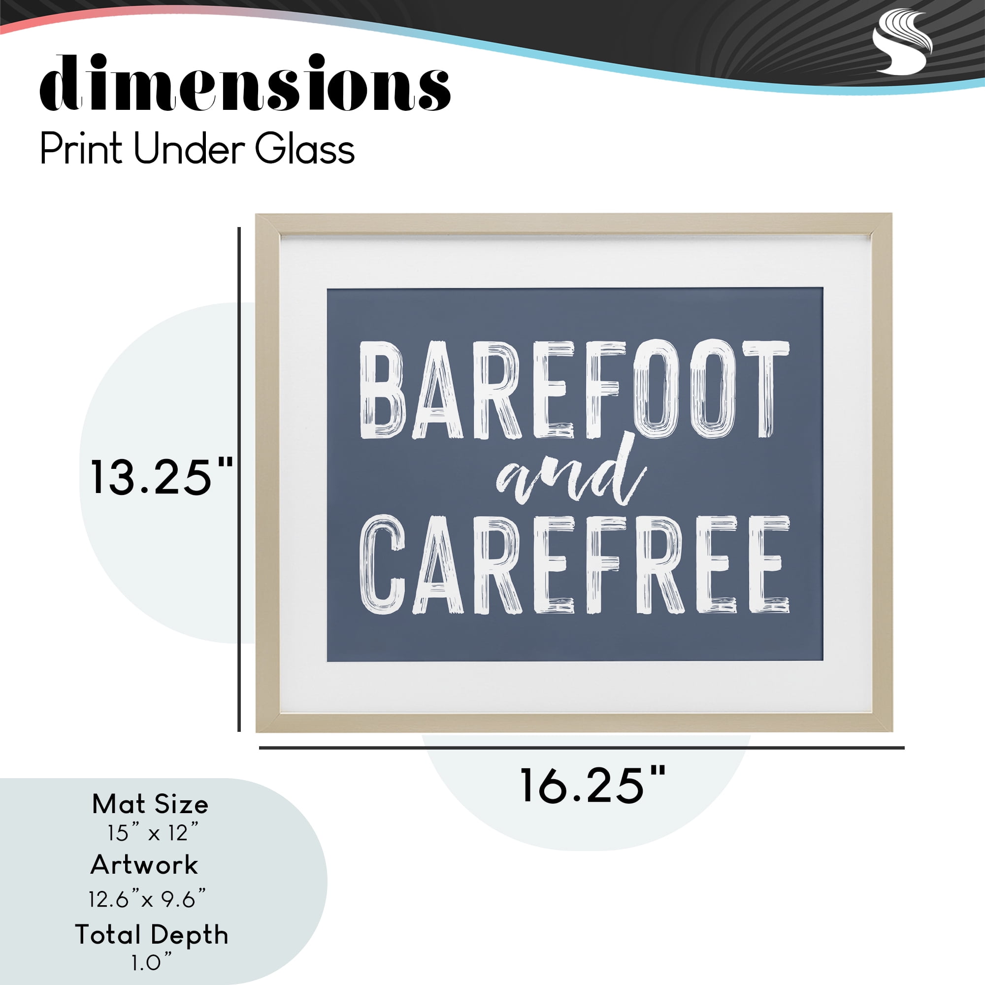 Barefoot & Carefree Blue Birch Framed Print Under Glass, design by Lettered and Lined