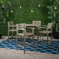 thumbnail image 3 of GDF Studio Brigitte Outdoor Acacia Wood 5 Piece Bar Set, Gray, 3 of 10