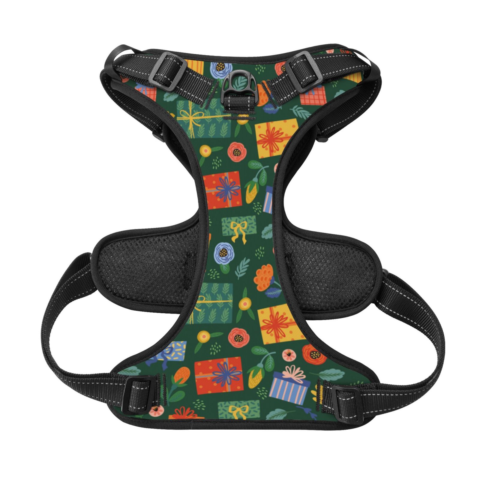 Kdxio Christmas Gift Print No Pull Dog Harness Adjustable Reflective Oxford Easy Control Medium Large Dog Harness for Training and Everyday-Small