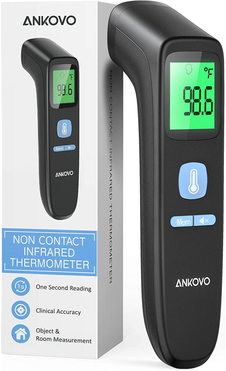 ANKOVO Touchless Forehead Thermometer for Adults, Non-Contact Infrared Thermometer