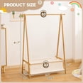 thumbnail image 4 of Kids Clothing Rack with Storage Box, Dress up Holder, Child Garment Stand with Hanging Rods, Small and Foldable, Bamboo (Natural), 4 of 7