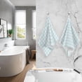 thumbnail image 5 of Coolnut Checks Face Hand Towel Set, Cotton Washcloths, Quick-Dry Highly Absorbent Bath Towels 2 Pcs for Bathroom Ktichen Travel SPA Gym, 16"x28", 5 of 6