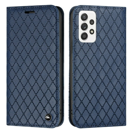 Littlemax for Samsung Galaxy A53 5G Case,Grid Pattern Leather Wallet Magnetic Flip Case with [Card Slot][Kickstand],Blue