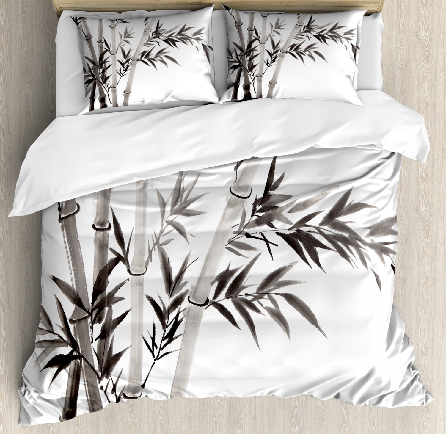 Bamboo Duvet Cover Set, Traditional Bamboo Leaves Meaning Wisdom Growth