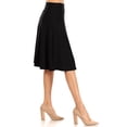 thumbnail image 2 of Women's Casual Stretch Basic Foldable High Waist Relaxed Fit A-Line Solid Midi Skirts, 2 of 5