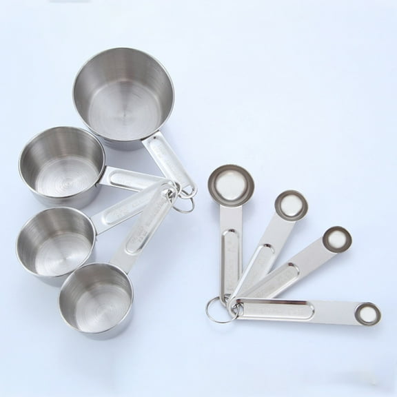 CSCHome Stainless Steel Measuring Cups,Measuring Cup Spoon Set,Kitchen Accessories 8 PCS(Silver)