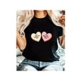 thumbnail image 1 of Camiseta informal con estampado de letras y corazones de San Valentín para mujer, divertida y moderna, de manga corta y cuello redondo, de largo regular para todas las estaciones., 1 of 7