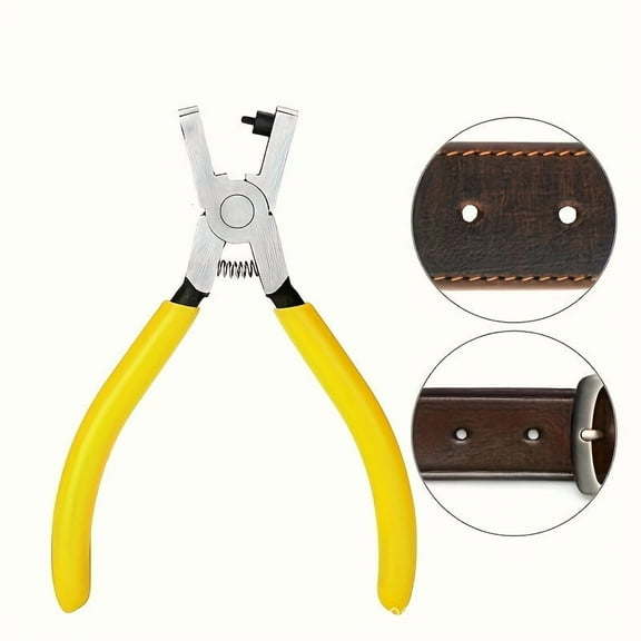 1pc Watch Band Hole Punch Pliers – 2.0mm Precision Punch Tool for Leather Straps, Belts, Dog Collars & DIY Crafts – Yellow