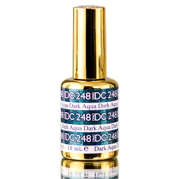 DND DC MERMAID Gel Polish, Premium Soak-Off Nail Polish with Aquatic GLIMMER & Iridescent SPARKLE, Daisy Nails - Dark Aqua (248)