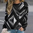 thumbnail image 2 of Geometric Lattice Womens Oversized Sweatshirts Hoodies Crewneck Casual Tops Comfy FallWinter Clothes 2024, 2 of 7