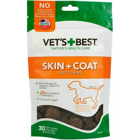 Vet's Best Soft Chew Skin and Coat Supplements for Dogs - 4.2oz. - 30 Count
