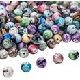 thumbnail image 4 of 500 Cuentas de Acrílico Cuentas Sueltas con Patrones de Tinta para Hacer Joyas, con 50 Cuentas Espaciadoras y Cuerda de Cristal de 8 Mm para Hacer Pulseras 500 Cuentas Elásticas, 4 of 7