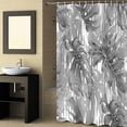 thumbnail image 2 of Fabric Shower Curtain, Summer Grey Tropical Plant Leaves Bathroom Curtain with 12 Hooks Waterproof No Bad Odor Machine Washable Bath Curtains for Bathroom, Spa Room, 66"x72", 2 of 6