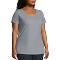 thumbnail image 4 of JMS by Hanes Women's Plus Size Slub Shirred V-Neck, 4 of 5