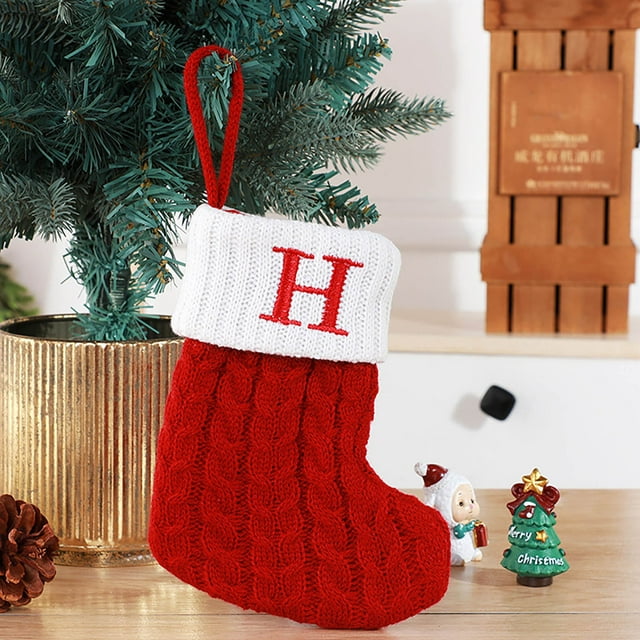 EQWLJWE Christmas Decorations Outdoor Indoor,Christmas Decorations For Home,Cute Letters Christmas Stocking Decoration Christmas Tree Pendant Christmas Style Wool Knitted Socks Decoration Props