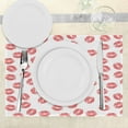 thumbnail image 3 of Ambesonne Feminine Place Mats Set of 4, Red Lipsticks Kiss Marks, Standard Size, White Red, 3 of 6