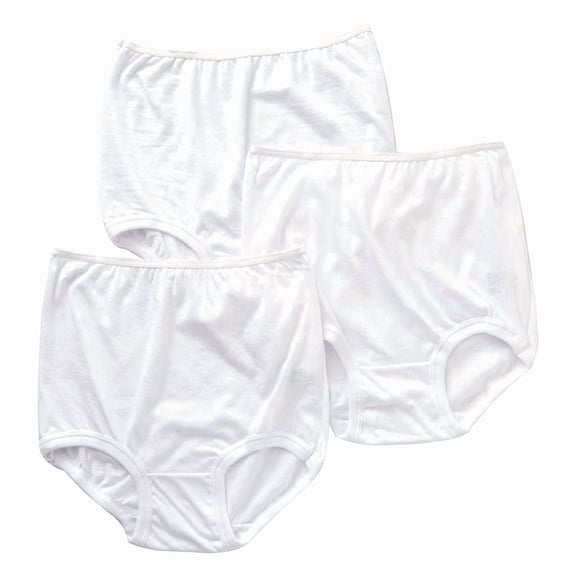 100% Cotton Cuff Leg Panty, Three Pack in White Size 7 (Style 118)