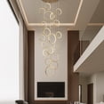 thumbnail image 3 of 20-Ring Gold LED Chandelier for High Ceilings, 157" Adjustable Height Modern Light Fixture with Remote Dimmable & 3 Color Temps for Foyer Staircase Living Room Entryway, 3 of 9