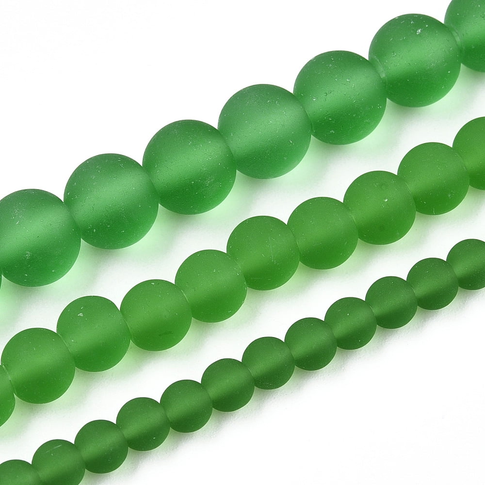 Transparent Glass Beads Strands Frosted Round Green 8~8.5mm Hole: 1.5mm about 51~53pcs/strand 14.96 inch~15.55 inch(38~39.7cm)