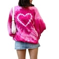 thumbnail image 3 of Arvbitana Women’s Tie Dye Pullover Tops, Long Sleeve Crew Neck Heart Print Loose Fit Sweatshirts, 3 of 6
