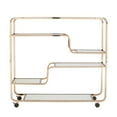 thumbnail image 5 of SEI Furniture Maylynn Midcentury Modern indoor Bar Cart in Mirrored Shelves with Champagne Finish 36 x13.25 x 33.75, 5 of 16