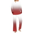 thumbnail image 4 of Riecok Winter Pajama Sets for Women Crewneck Loungewear Set Long Sleeve Tops and Pants Gradient Baggy Soft Sleepwear, 4 of 6