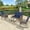 Brown Wicker/Navy Blue Cushions, variant on 4 Pieces Outdoor Wicker Patio Furniture Set, All Weather Patio Conversation Cushioned Sectional Sofa Set with Glider Loveseat/2 Rocking Chairs/Matching Glass Coffee Table, Navy