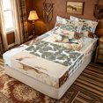 thumbnail image 2 of meiyoeat Woodland Hunting Wildlife Zipper Comforter Set with Fitted Sheet and 2 Pillowcases for Men Boys, Rustic Camo Animal Patchwork Zipper Bedding Set, Green Brown, Reversible, 3 Pieces, 2 of 6