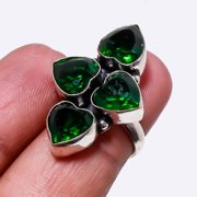 Chrome Diopside Gemstone Handmade Engagement Gift Ring Jewelry 6" SA 531